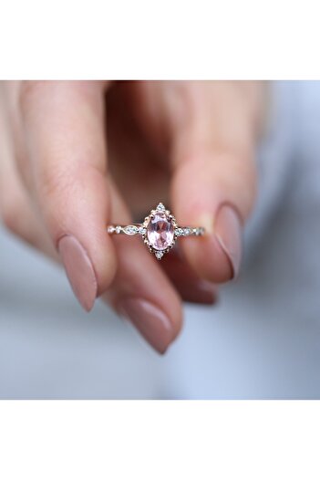 INZA mücevherat Vintage Morganite Pırlanta Yüzük