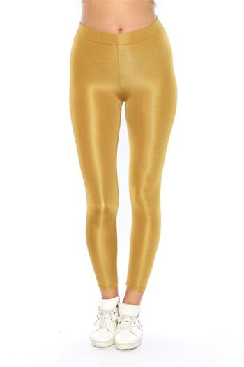 WestBound High Waist Shiny Disco Leggings - Mustard