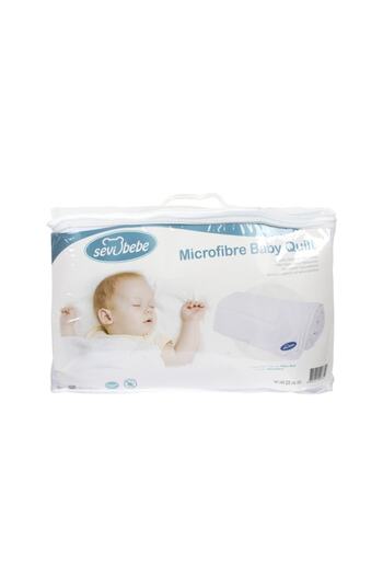 Sevi Bebe White Microfiber Quilt and Microfiber Pillow Set(duvet 95x144cm - Pillow 35x45cm)