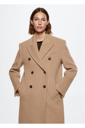 MANGO Woman Pure Wool Double Breasted Jacket