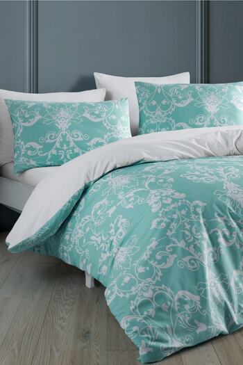 Always Ranforce Motif Mint Double Sided Double Duvet Cover 200x220 Cm