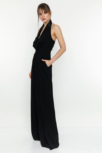 INVIDIA Back Low-cut Neck Strap Jumpsuit