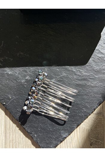 Pearly Handmade Καπνιστή Κρυστάλλινη Μίνι Χτένη Πόρπη 4 εκ