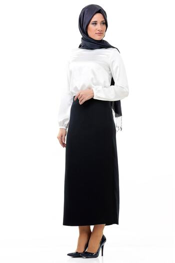 SORALLİNE Women's Black Plus Size Straight Tight Skirt 754