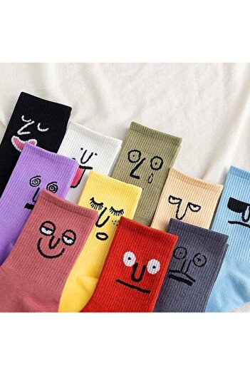 BGK Unisex Colorful Face Patterned Tennis Socks 10 Pcs