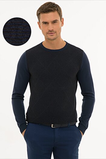 Pierre Cardin Men's Navy Blue Slim Fit Knitwear Sweater G021SZ0TK.000.1217417