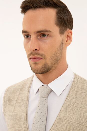 Pierre Cardin Чоловічий жилет-трикотаж пісочного меланжу G021SZ0TY0001147107, що облягає фігуру, G021SZ0TY0001147107