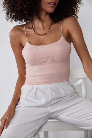 XHAN Women's Powder Strap Camisole Blouse 0YZK2-10159-50
