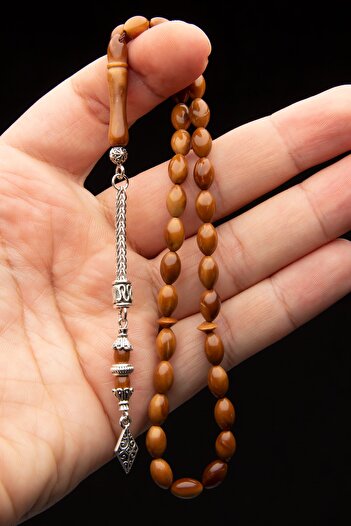 OTTOTESBİH Light Color Barley Cut Kuka Rosary with Tarnish-Free Metal Tassels