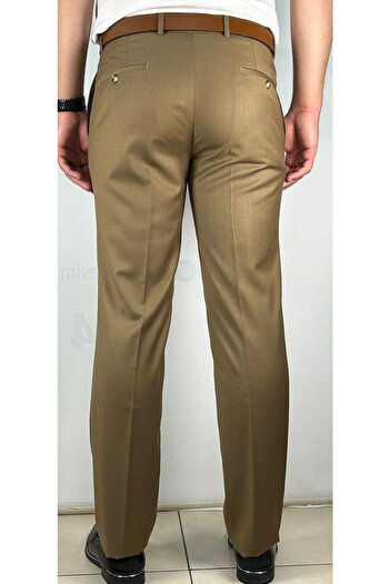 Bomonti High Quality Slim Men's Earth Flexible Knee Lined Fabric Trousers
