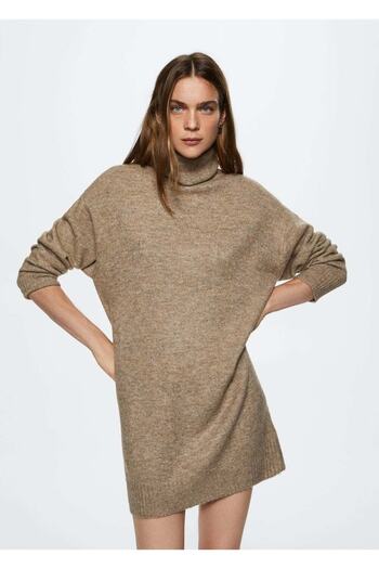 MANGO Woman Turtleneck Detailed Dress