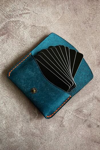 Safir Leather Italian Pueblo Minimal Leather Card Holder