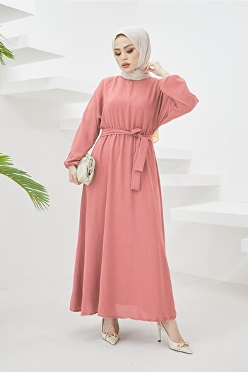 benguen 424-1aerobin Hijab Dress Pink