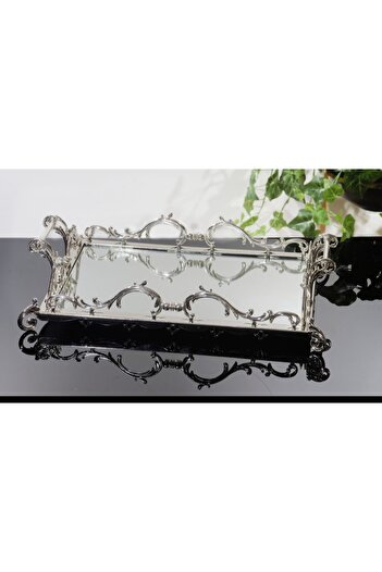 Santara Avangarde Silver Metal Mirrored Standing Premium Quality Gorgeous Tray