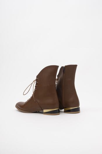 AYAKKABI PRENSİ Γυναικείες μπότες Pheme Tan Matte & Bootie, με τακούνι