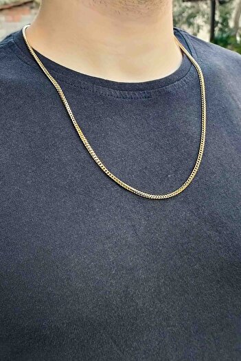 TREND COLLECTİON Tilki Kuyruğu Çelik Erkek Kolye 316 L Çelik Erkek Gold Zincir Kolye