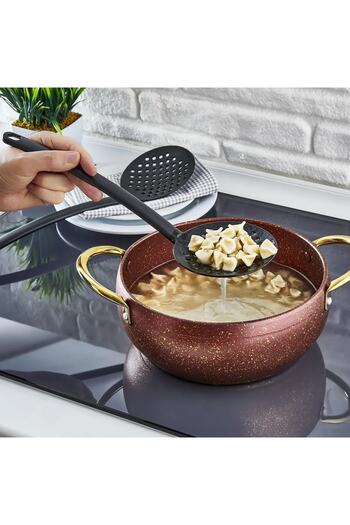 LİRAZON Practical 4-Piece Fireproof Non-Stick Teflon Serving Set 220 Degree Resistant Ladle-colander-spatula-spoon
