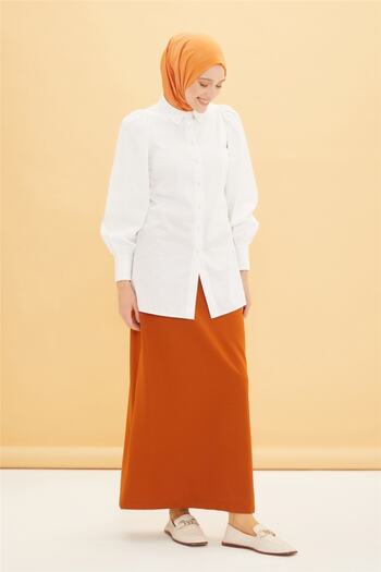 Armine Brick Color Skirt - 22Yt104-3 Model