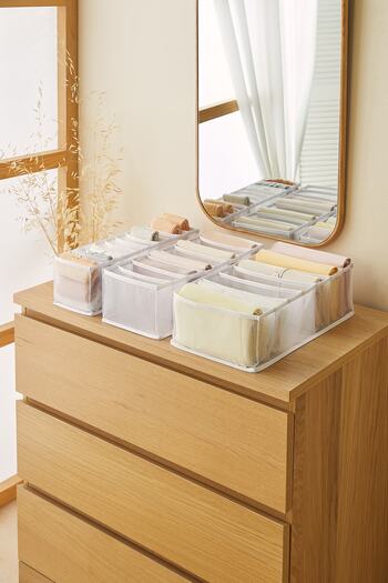 Ocean Home Textile Set of 3 White Cabinet Drawer Inside Accordion Type Folding Laundry Organizer