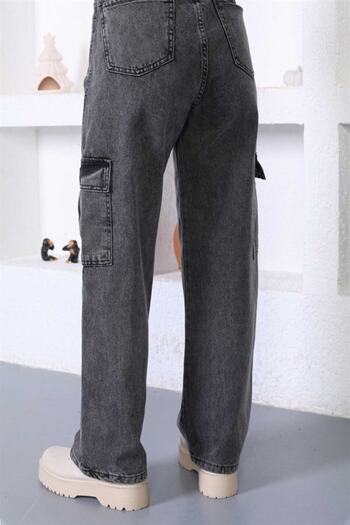 LAMİRA Smoked High Waist Jean Wide Leg 100% Cotton
