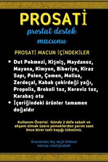 TİJDA PROSATİ-,İdrar Yolu Sorunları,İltihap,Kum,Taş,Yanma Bitkisel Destek Macunu 350 gr
