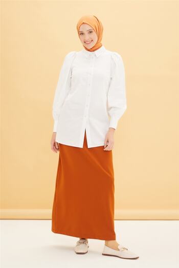 Armine Brick Color Skirt - 22Yt104-3 Model