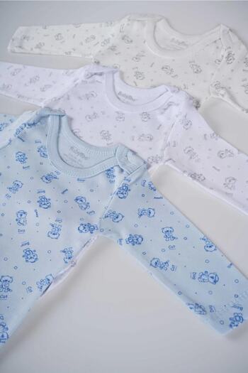 MİNİKO KİDS Babytoo 3-Piece Mixed Patterned Long Sleeve Baby Snap Badi