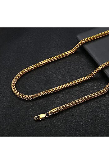TREND COLLECTİON Tilki Kuyruğu Çelik Erkek Kolye 316 L Çelik Erkek Gold Zincir Kolye