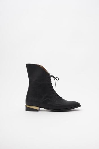 AYAKKABI PRENSİ Pheme Black Matte 3 cm Women's Boots & Bootie, Heeled Boots