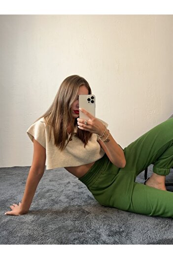 Ece Tracksuit Wide Waist Elastic Green