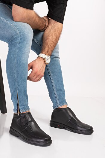 DİA COMFORT 109 Diyabetik Tam Ortopedik Hakiki Deri Erkek Bot Siyah
