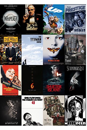 Postifull Film Posterleri - Duvar Posteri Kolaj Seti - 50 Adet - Arkası Yapışkanlı - 10cm*15cm - Kutulu Set