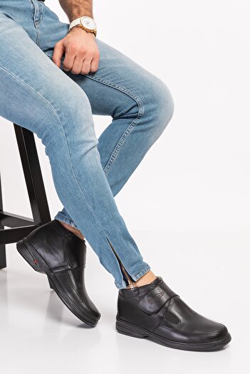DİA COMFORT 109 Diyabetik Tam Ortopedik Hakiki Deri Erkek Bot Siyah