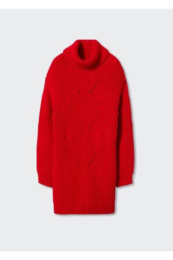 MANGO Woman Balıkçı Yaka Triko Elbise