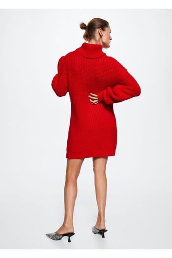 MANGO Woman Balıkçı Yaka Triko Elbise