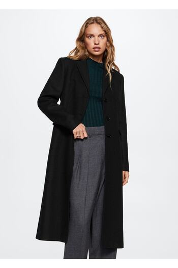 MANGO Woman Vypasovaný kabát na knoflíky