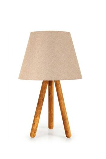 HOMİNG Beige Colored Three Legged Design Luce Wooden Lampshade - Ayd-641