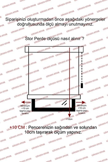GİVAYO STOR Düz Stor Perde Güneşlik Ekru Etek Dilimsiz (kırık Beyaz)