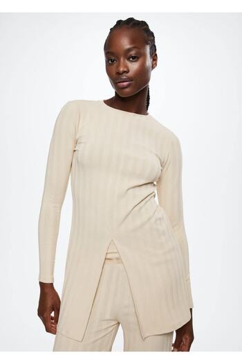 MANGO Woman Ripped Detailed Long Sleeve T-Shirt