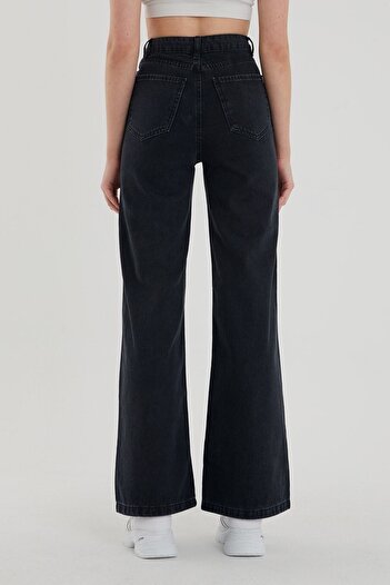 Trn JNS Women's Roksana Black High Waist Wide Leg Jeans