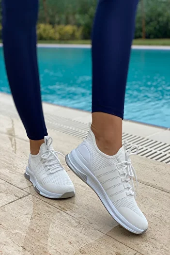 İnan Ayakkabı Unisex White Knitwear Sneaker Sports Shoes In-sports