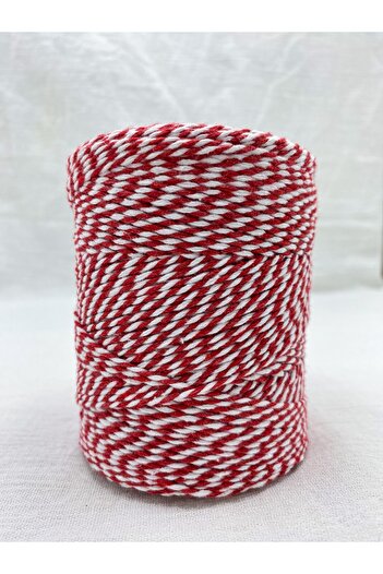 E Elmas Red and White Packing Rope Cotton Martenichka Rope (2-3MM-200GR-200M)