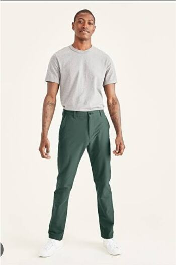 Dockers Medium Waist Slim Leg Slim Fit Green Men's Trousers 360 Ultra Flex Chino