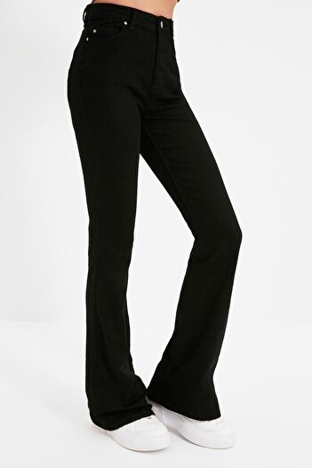 LİMABEL Spanish Leg Jeans Colorfast Black Spanish Jeans High Waist Jeans
