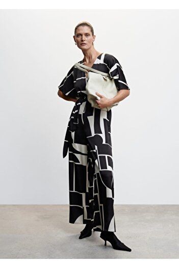 MANGO Woman Patterned Satin Jumpsuit