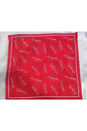 sema aksesuar Ataturk Signed Square Red Satin Bandana Scarf - 23 April