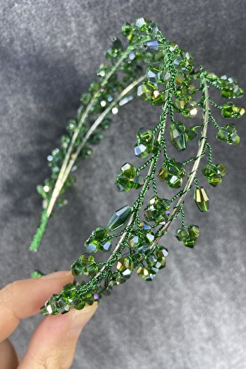 Hobigram New Season Bridal Accessory Green Color Crystal Stone Handmade Maria Model Henna and Bridal Crown – Other