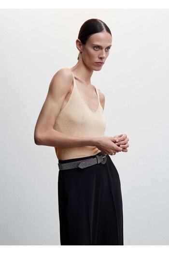 MANGO Woman V-Neck Strapless Blouse
