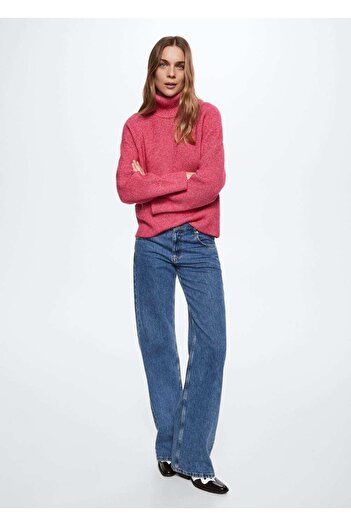 MANGO Woman Ribbed Glitter Turtleneck Sweater