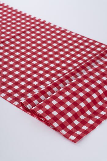ALTINPAMUK Linen Runner Stain Resistant Fabric Gingham Red 40 X 140 Cm